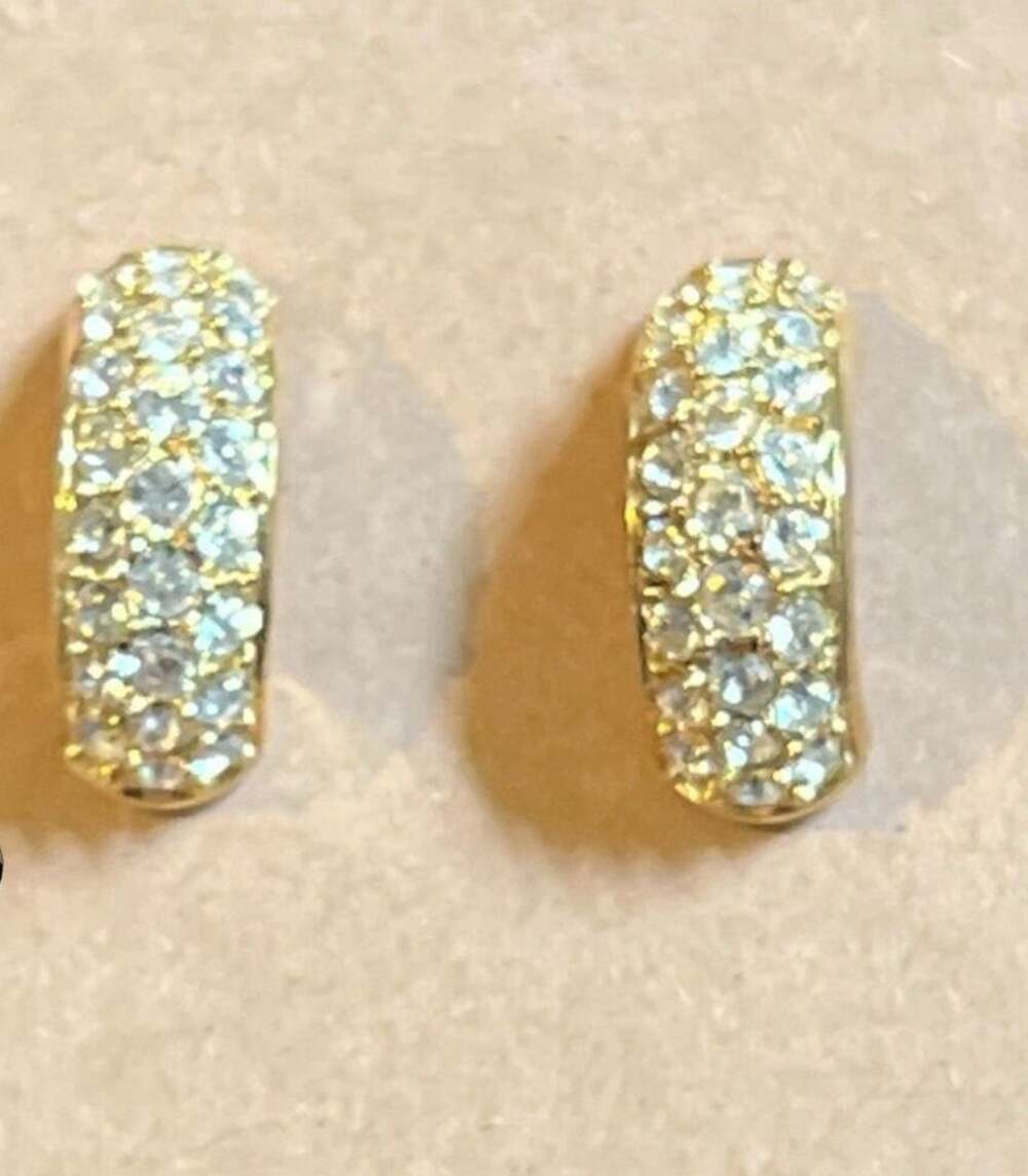 Swarovski Crystal Half Hoop Earrings – Gold Plated, 5/8”